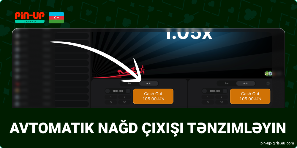 Pin Up Azərbaycan dilində Aviator oyununda "avtomatik pul çıxarma" vurucusunu təyin edin