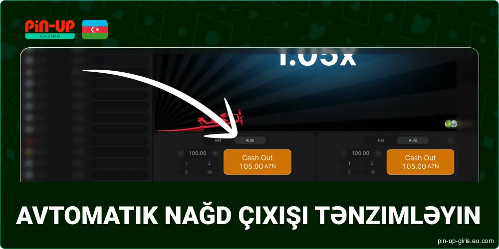 Pin Up Azərbaycan dilində Aviator oyununda "avtomatik pul çıxarma" vurucusunu təyin edin