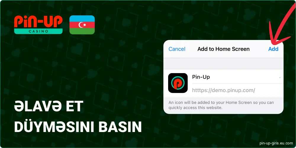 Pin UP tətbiqi qısa yolunun adını təsdiqləyin və ya istəsəniz redaktə edin