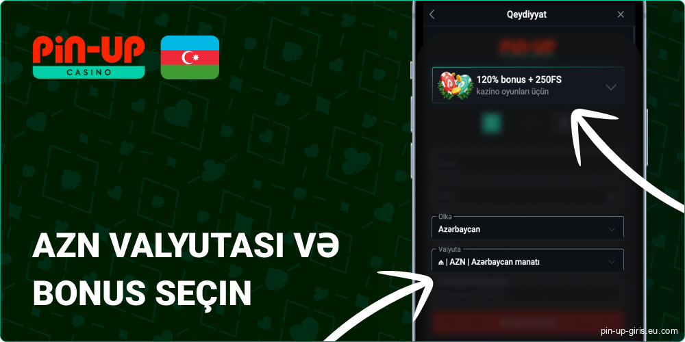 Select AZN as your currency and pick either the casino or sports welcome bonus.